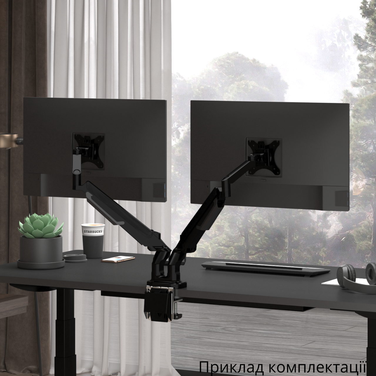 Кронштейн настольно-поворотный FlexiSpot DL2 для двух мониторов диагональю от 17 до 32" Черный - фото 3 Кронштейн настольно-поворотный FlexiSpot DL2 для двух мониторов диагональю от 17 до 32" Черный - фото 3