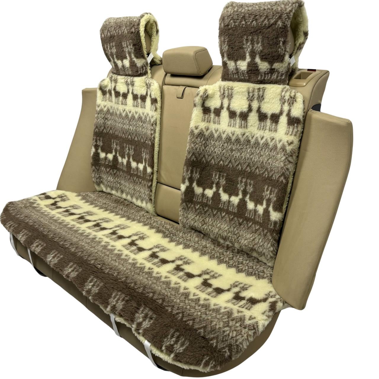 Накидка-чехол универсальная меховая на заднее сиденье авто из овчины Runa Олени (315-3-N)