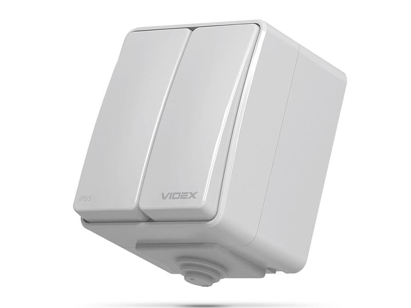 Вимикач зовнішній двоклавішний Videx Binera VF-BNW12-G IP65 Сірий (9535)