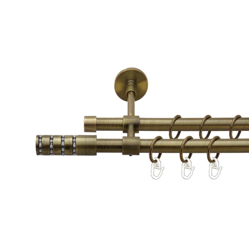 Карниз металлический Orvit Барамелла двухрядный закрытый/гладкая труба/кольцо металлическое Антик 16/16 мм 200 см (7329364)