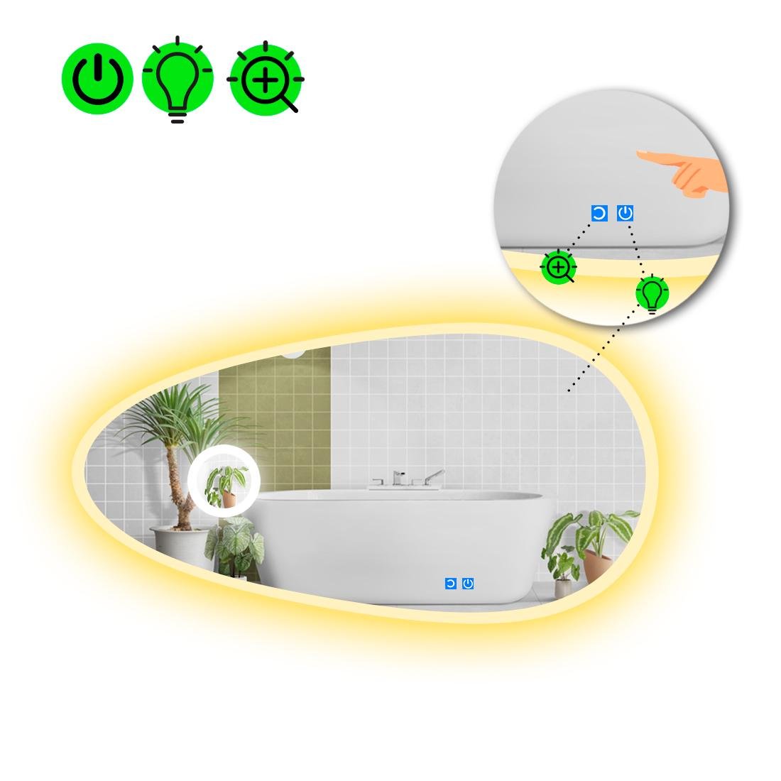 Дзеркало з LED підсвіткою Occhio 3 із двома сенсорами 120x60 см (8738687)