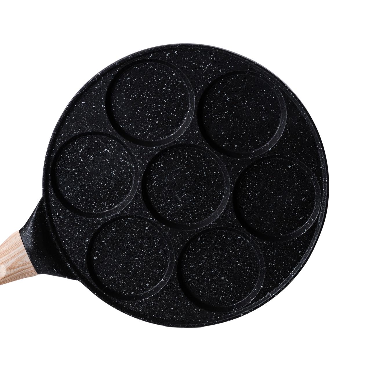 Сковорода с антипригарным покрытием для блинов яиц и оладьев 7-секционная круглая 26 см Черный (5061)