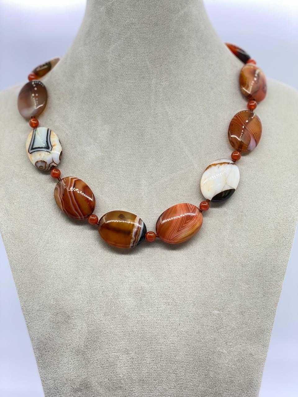 Бусы агат 46 см Коричневый (1223)