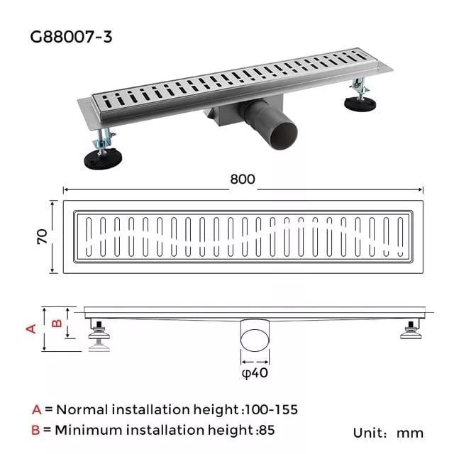 Трап для душу Gappo G88007-3 70х800 мм (1042955) - фото 2