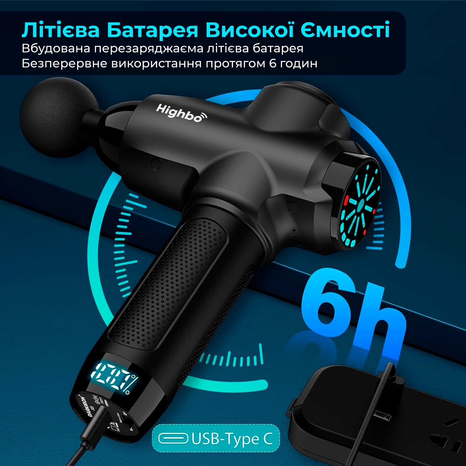 Массажер перкуссионный для тела Highbo XG05 Черный - фото 5