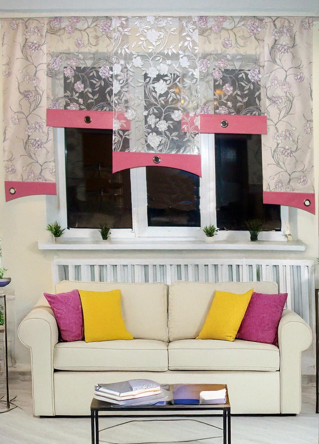 Комплект панельных занавесок Firanka Flowers карниз 240 см Розовый (23п) - фото 2 Комплект панельных занавесок Firanka Flowers карниз 240 см Розовый (23п) - фото 2