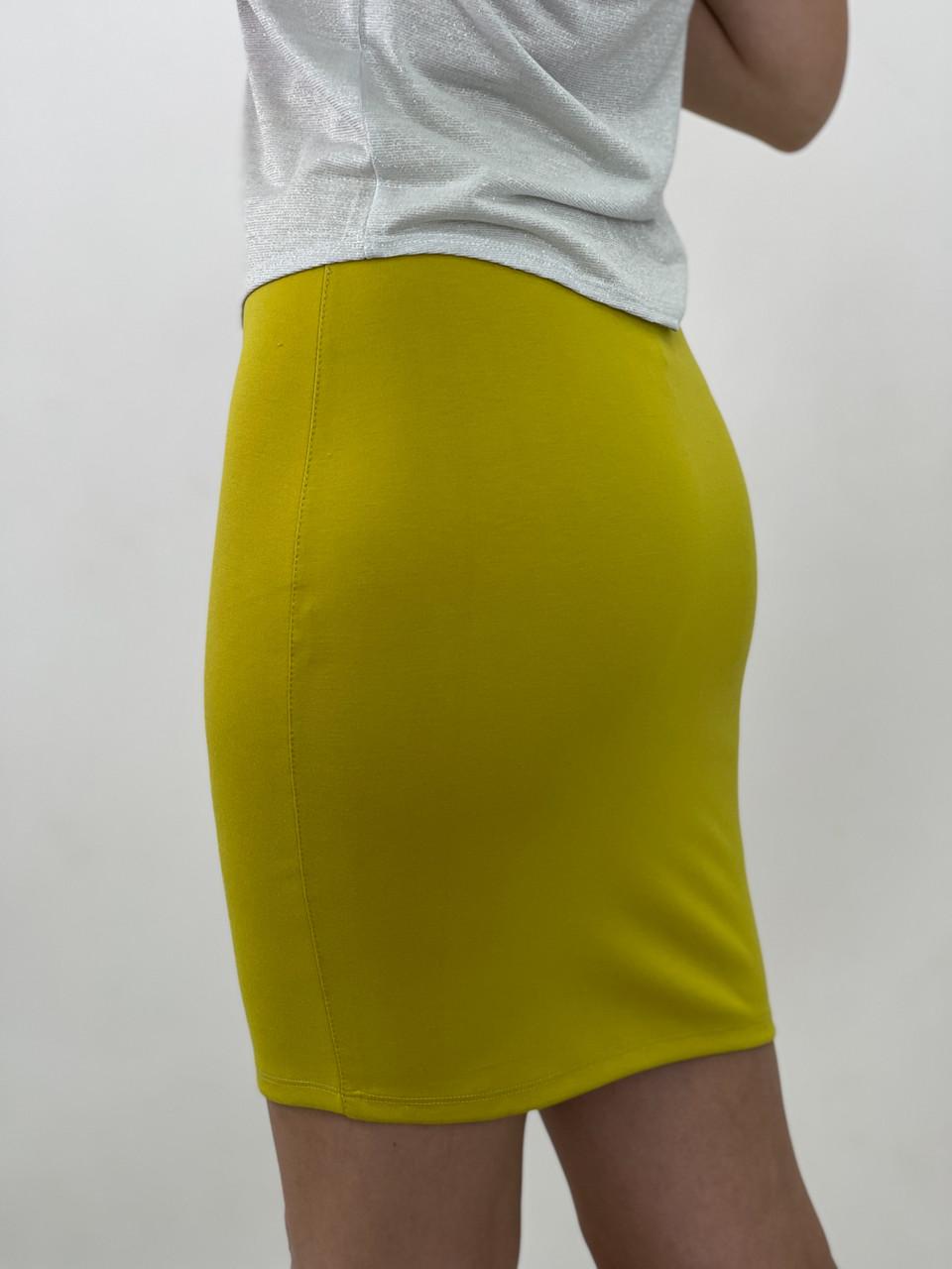 Спідниця олівець без розрізу 0048 XS Mustard - фото 2