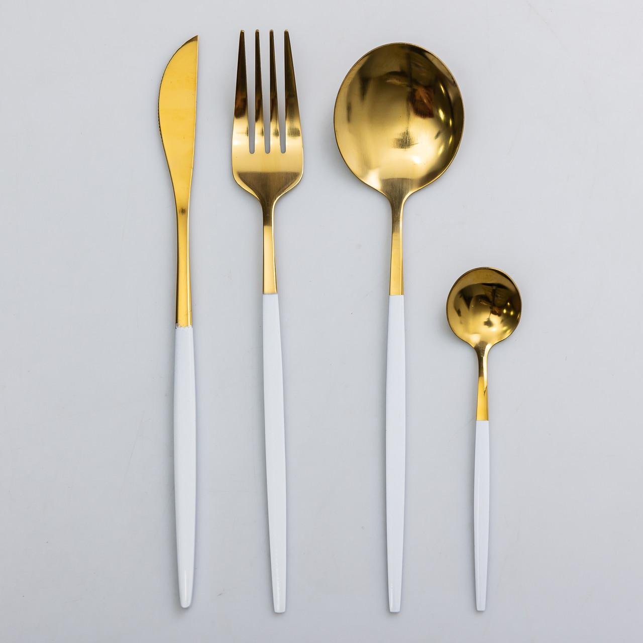 Набор столовых приборов на 6 персон 24 предмета Золотистый/Белый (6565)
