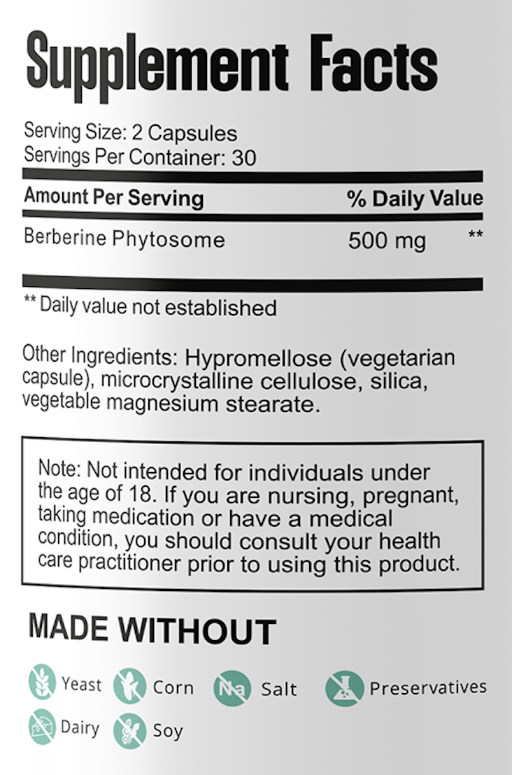 Берберін Фітосома плюс Bel Tono Berberine Phytosome Plus 60 кап. 500 мг - фото 3 Берберін Фітосома плюс Bel Tono Berberine Phytosome Plus 60 кап. 500 мг - фото 3