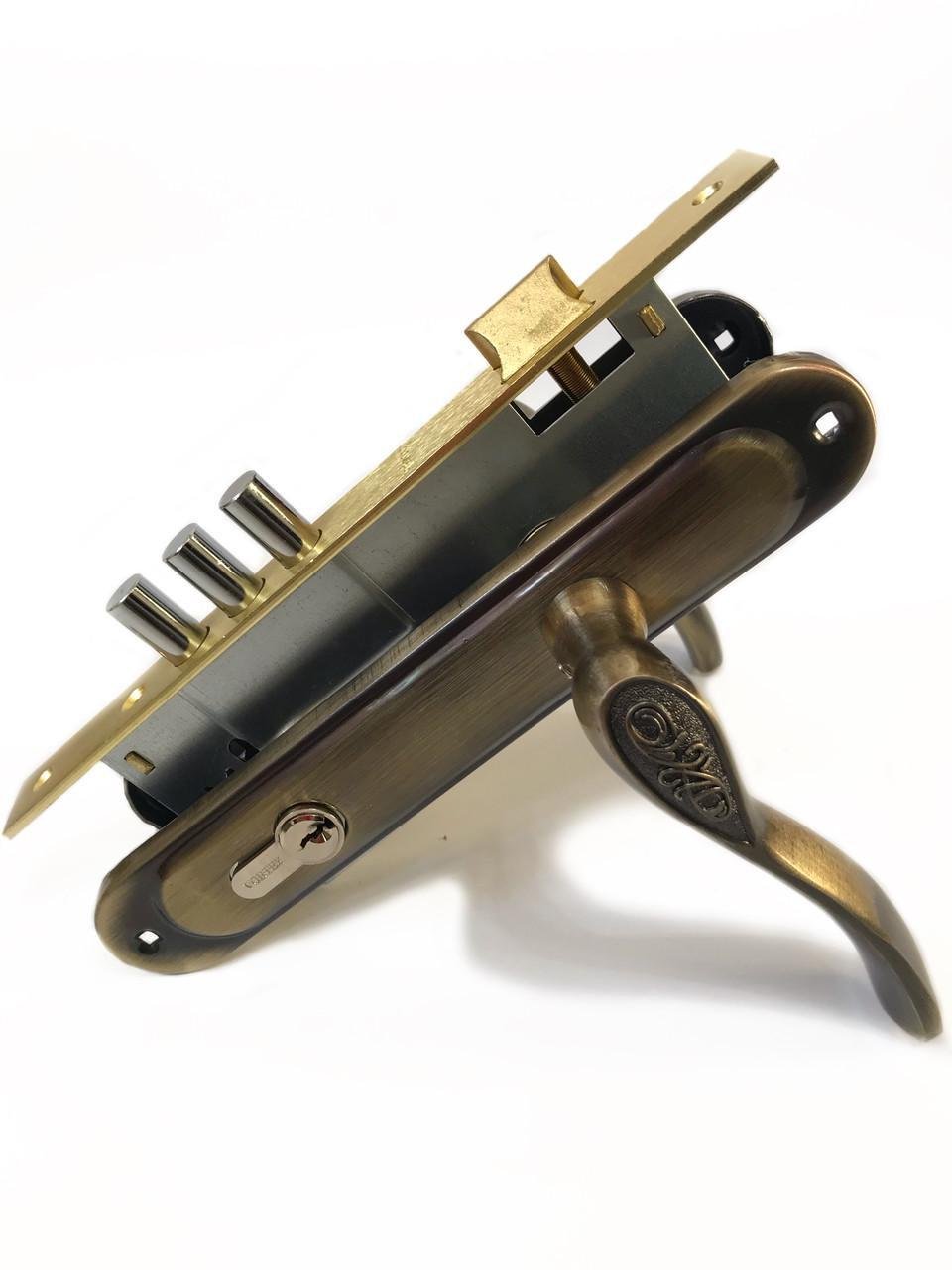 Замок врезной с ручками для входной двери Unilock 85001 AB