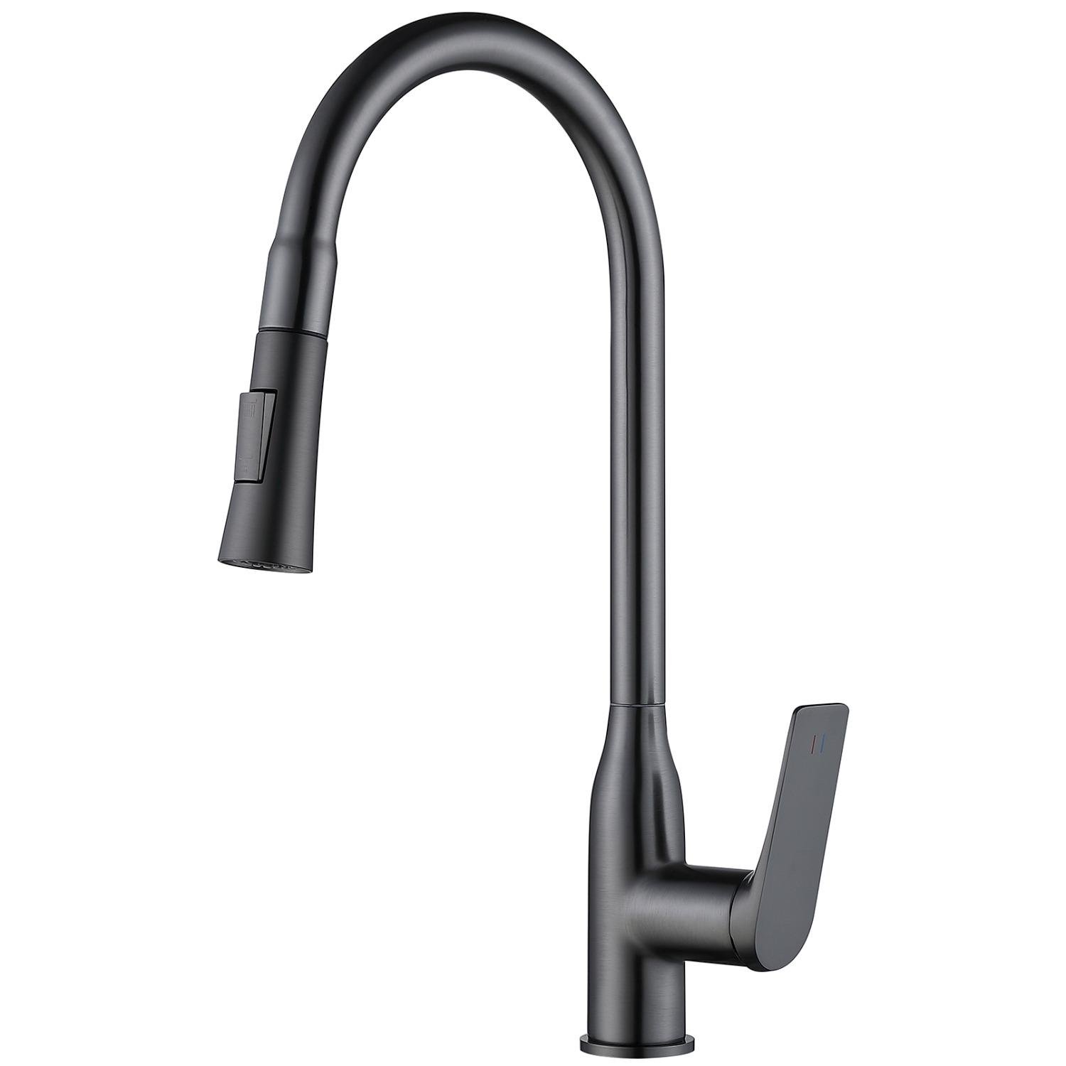 Смеситель для кухни Q-tap Vlasta QTVLA344GMB45647 с видвижной лейкой Графитовый (235693)