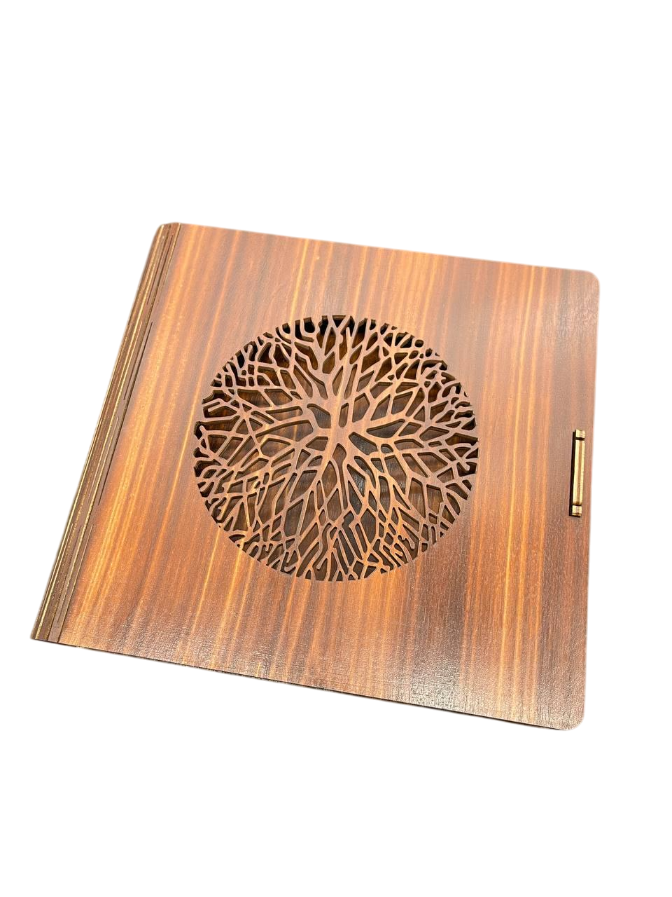 Шкатулка-купюрница тонированная с перфорацией деревянная 22,5х21х3,5 см Яблоня (KF-017-71)