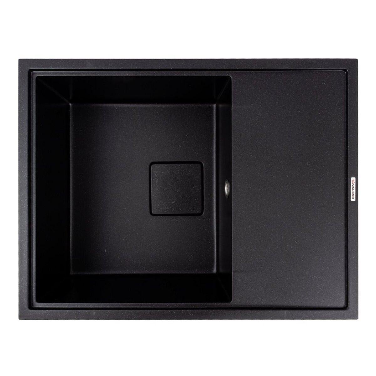 Мойка для кухни гранитная Valeso Esteris 650x500 прямоугольная накладная Черный Металлик (PLTM-SP000051521)