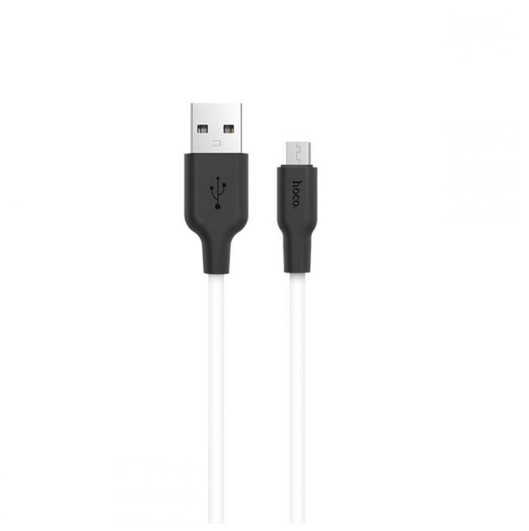 Кабель Hoco X21 USB to MicroUSB 2A Silicone TPE Connectors 1 м White (6957531071389)