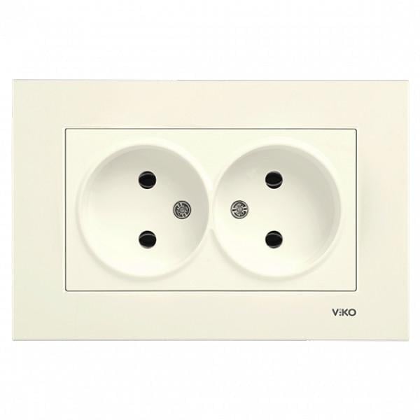 Розетка двомісна Viko Karre без заземлення Кремовий (00000012458)