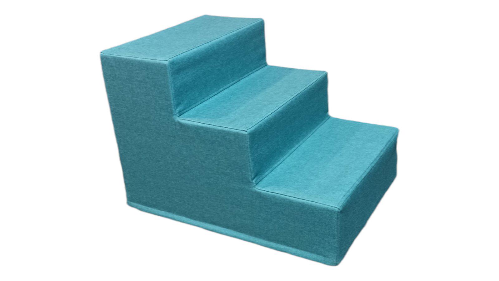 Сходинки для собак 36х35х50 см тканина Рогожка Бірюзовий - фото 1 Сходинки для собак 36х35х50 см тканина Рогожка Бірюзовий - фото 1