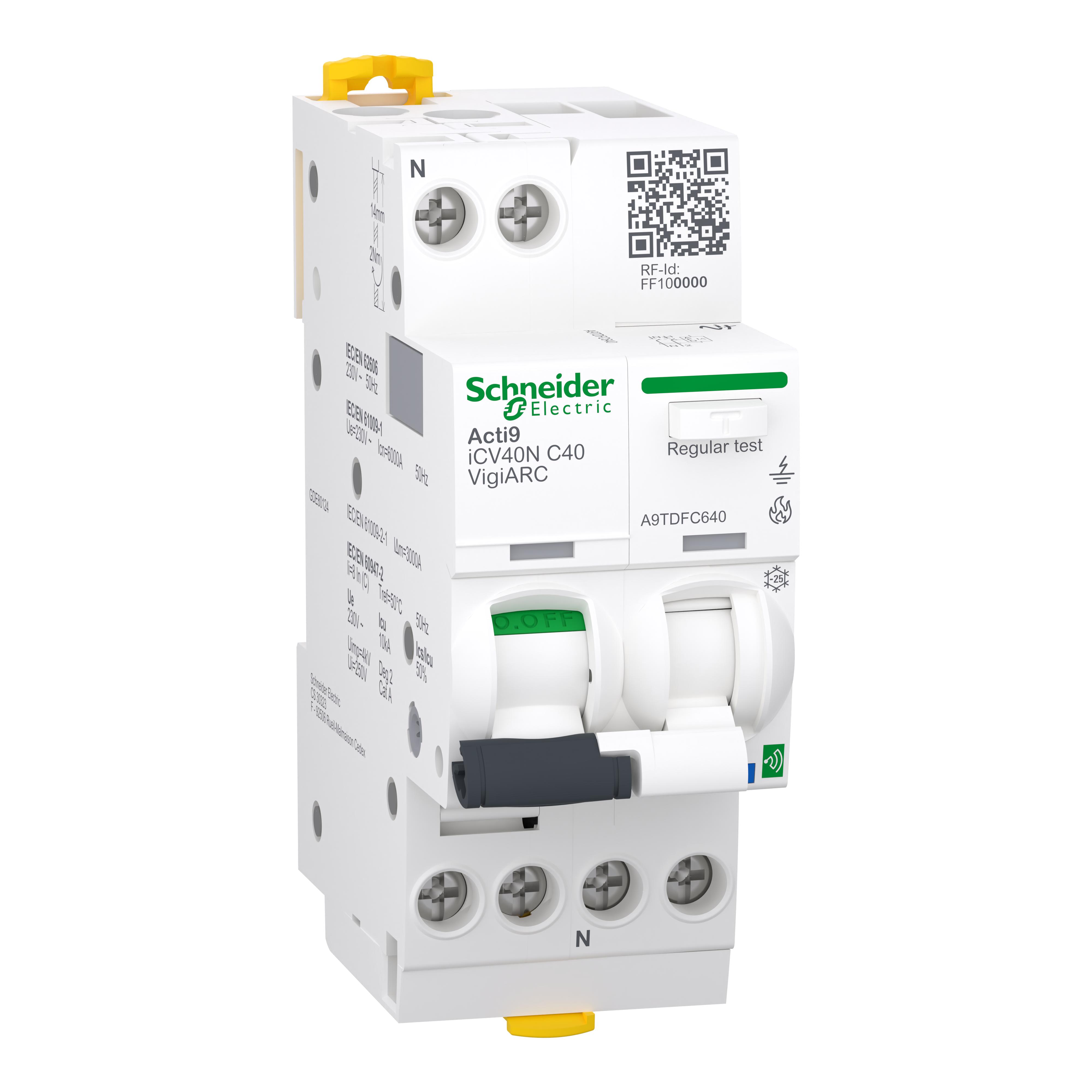 Дифференциальный выключатель Schneider Electric iCV40N 1P+N 40A 30мА 10кА C тип A-SI с УЗДП (A9TDFC640)