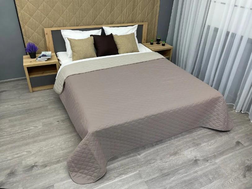 Покривало двостороннє Decorator Ultra Sonic Microfiber 140х215 см Сіро-коричневий/Бежевий (85-005) - фото 7