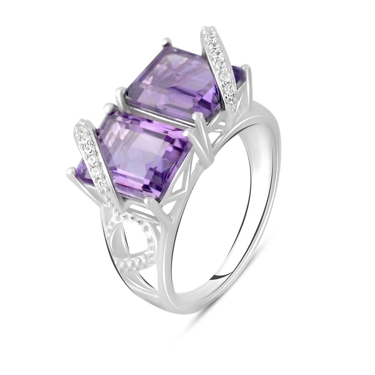 Кольцо серебряное с натуральным аметистом 5,858 ct 5,09 г р. 19 (2106234)