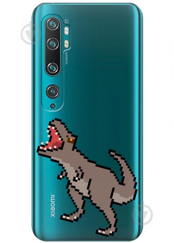 Прозрачный силиконовый чехол iSwag для Xiaomi Mi Note 10 Pro с рисунком - Пикселький динозавр (H347) Прозрачный силиконовый чехол iSwag для Xiaomi Mi Note 10 Pro с рисунком - Пикселький динозавр (H347)