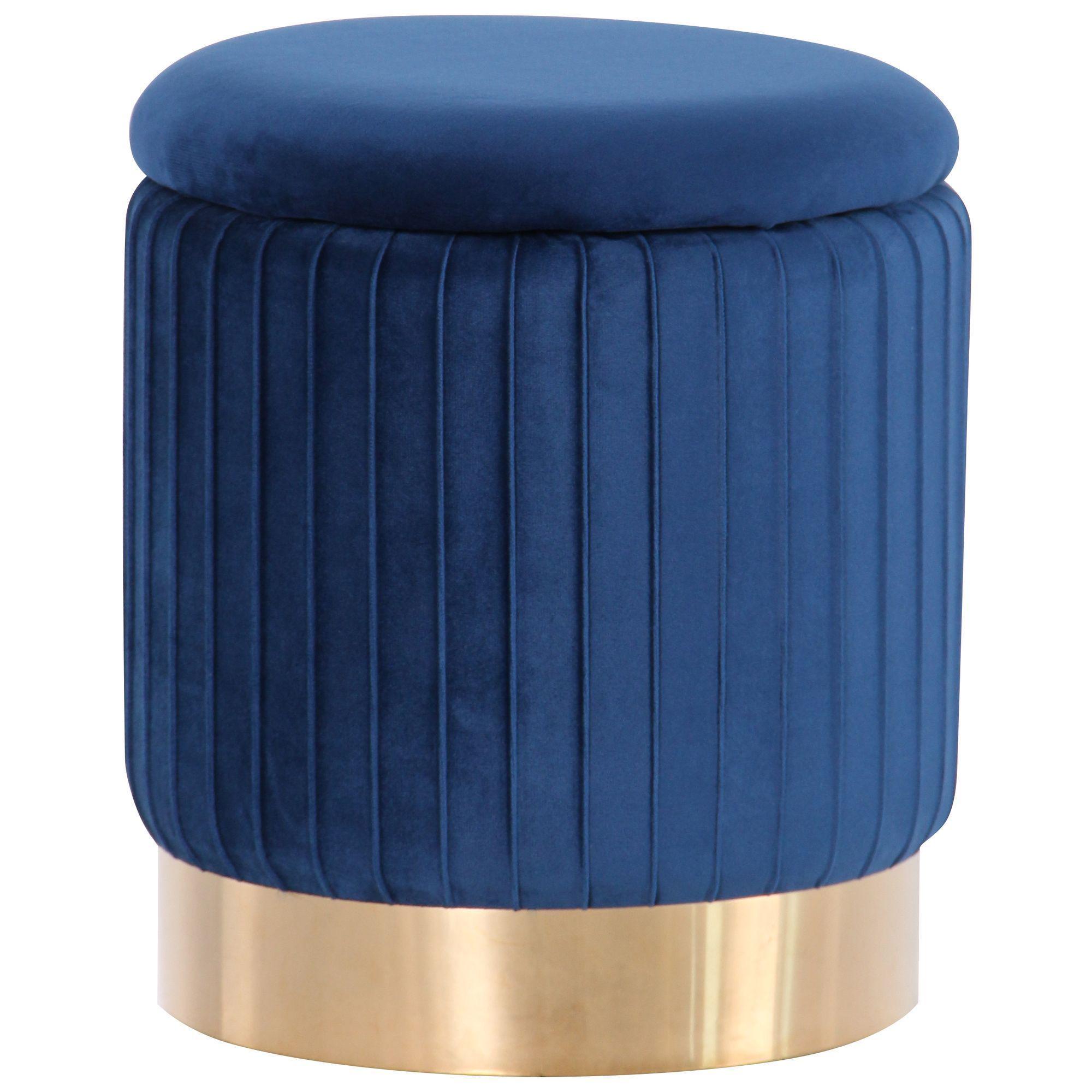 Пуф AMF Little Monte Chrom 380х330х330 сталь/текстиль Золото/Синий