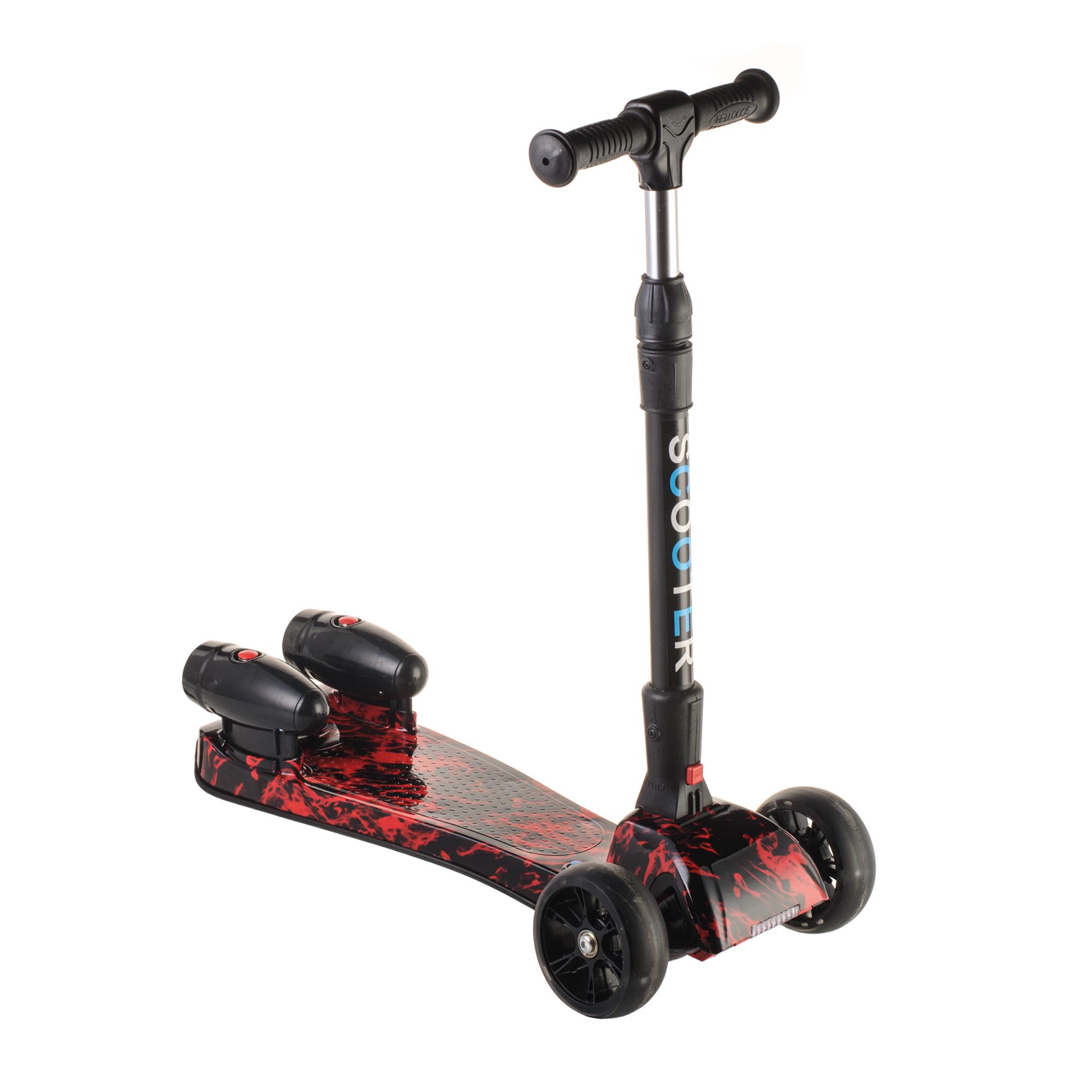 Самокат детский Ракета со складным рулем/подсветкой/музыкой Красный огонь