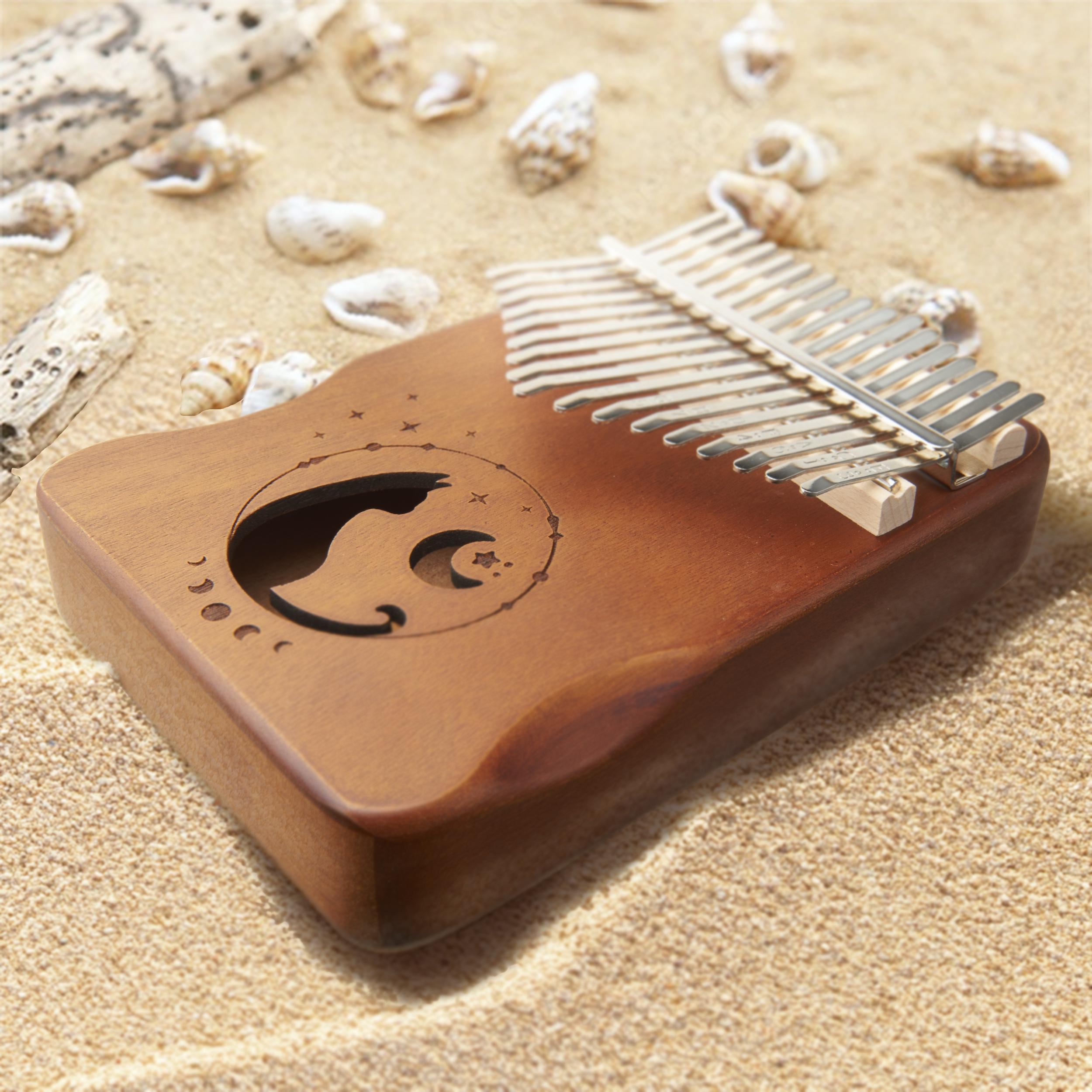 Калимба музыкальный инструмент Kayfovo KA-57 Пальчиковое пианино ручная работа дерево 17 клавиш (28735) - фото 6