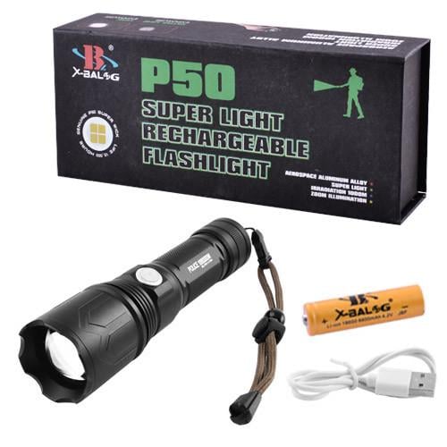 Фонарь P511-P50 microUSB, 1x18650 zoom (t6305)