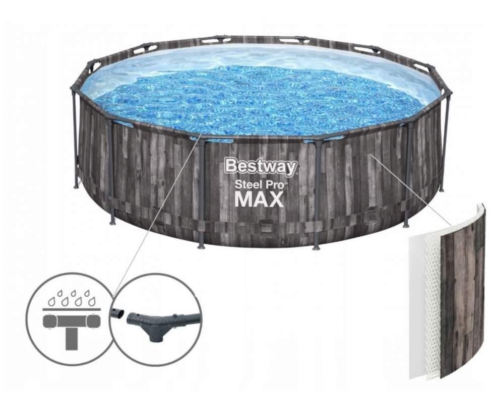 Бассейн каркасный Bestway Wood Style с картриджным фильтром и стремянкой 9150 л 14812 л (LN7-5614X) - фото 3