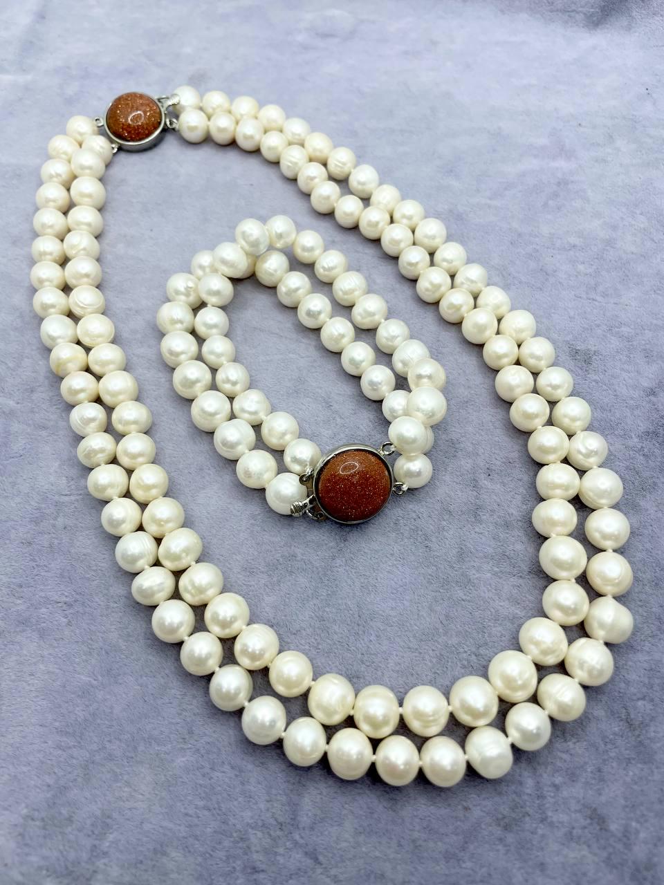 Комплект жемчуга 45 см 8-9,5 мм Белый (1618)