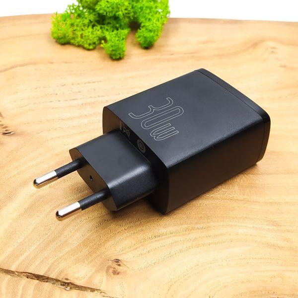 Зарядное устройство 30 W QC/D Type C/2 USB Baseus Compact Quick Charger Black (24014366) - фото 3