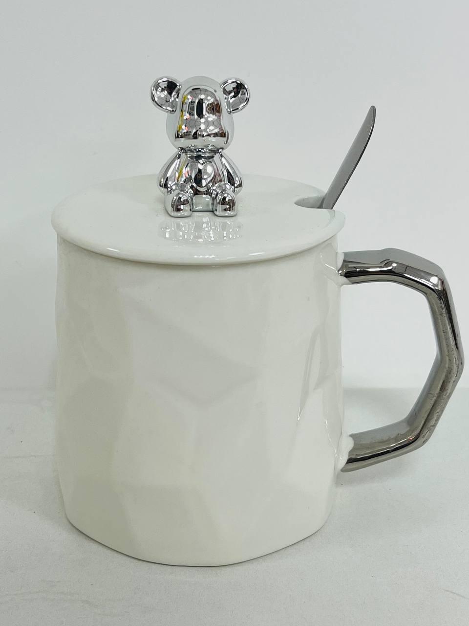 Чашка з ведмедиком 400 мл Білий/Сріблястий