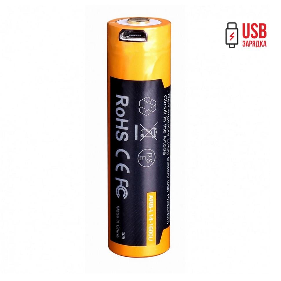 Акумулятор Fenix з micro-USB зарядкою ARB-L14-1600U 14500 АА Li-ion - фото 3 Акумулятор Fenix з micro-USB зарядкою ARB-L14-1600U 14500 АА Li-ion - фото 3