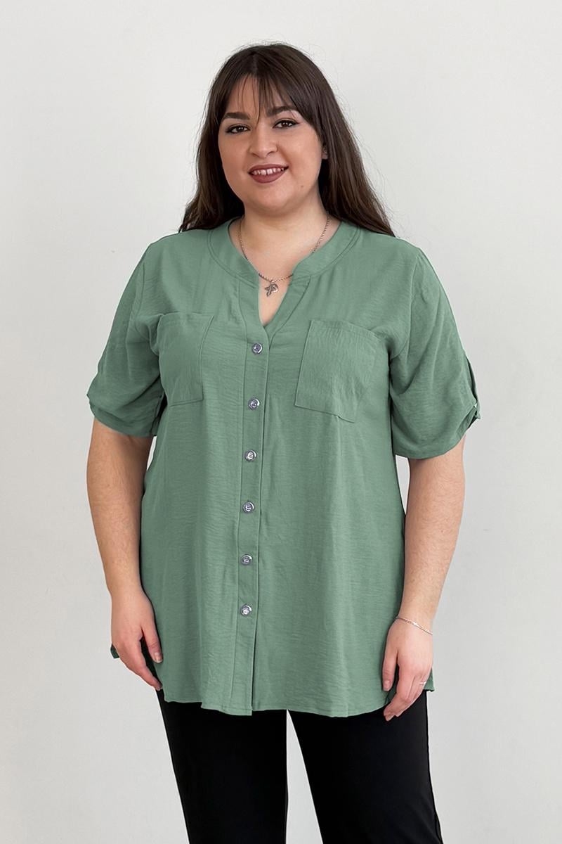 Рубашка батальная женская PANNI Лада жатка р. 64-66 Фисташковый (Р2508252226)