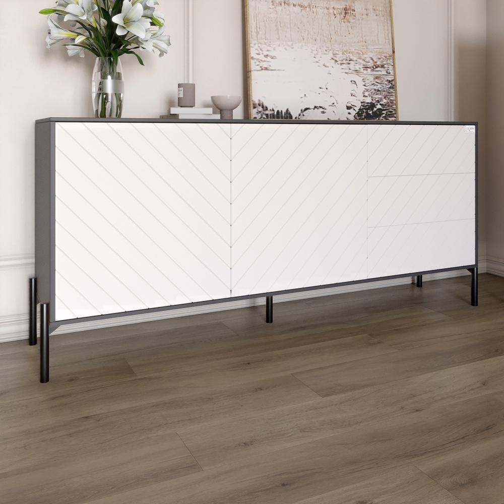 Комод Lion Амарант с черными металлическими ножками 168x40x76,5 см Антрацит/Белый (000-000-1875) Комод Lion Амарант с черными металлическими ножками 168x40x76,5 см Антрацит/Белый (000-000-1875)