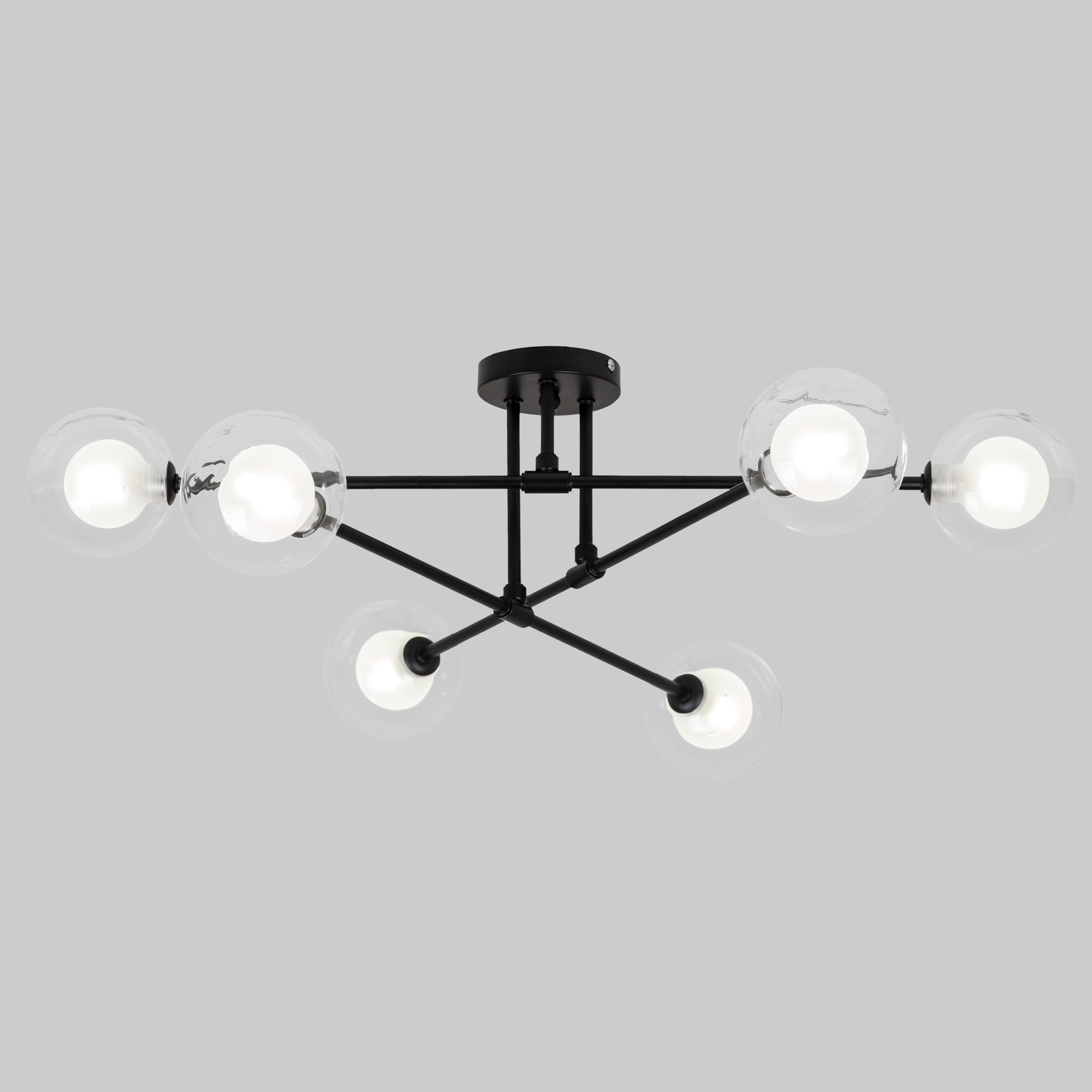 Люстра современная на 6 ламп Черный (52-X100F-6 BK+CLWH)