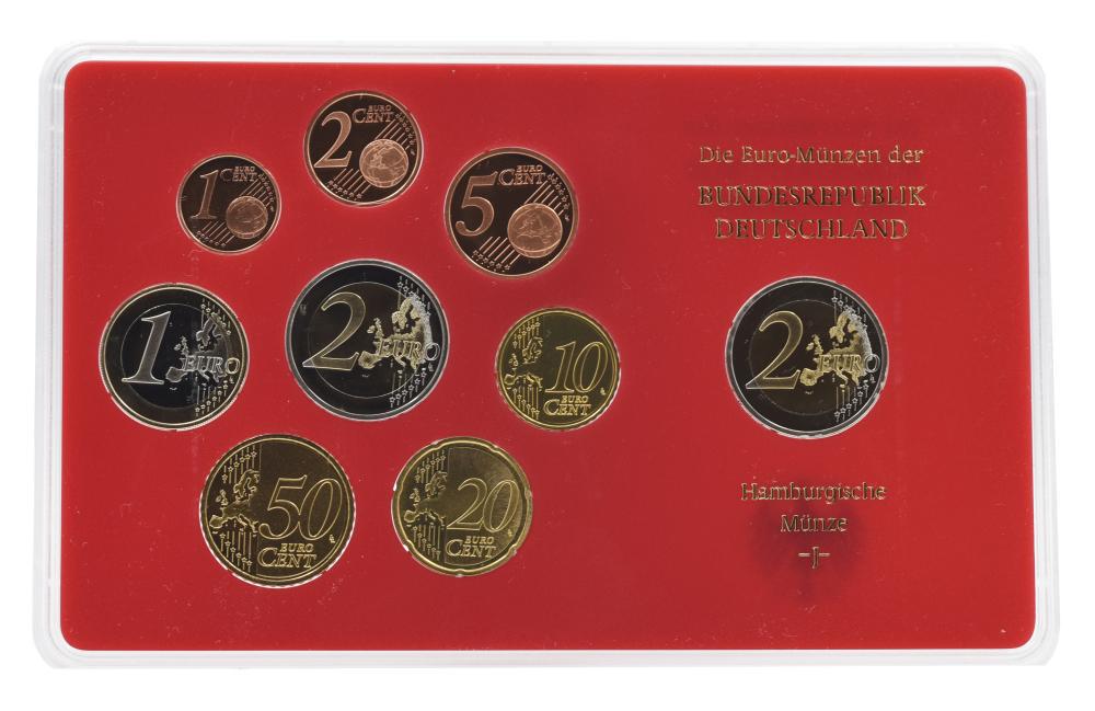 Коллекционные монеты Германия набор из 9 монет евро 2009 UNC J 1/2/5/10/20/50 евроцентов 1/2 евро/памятная 2 евро Блистер (М22724)