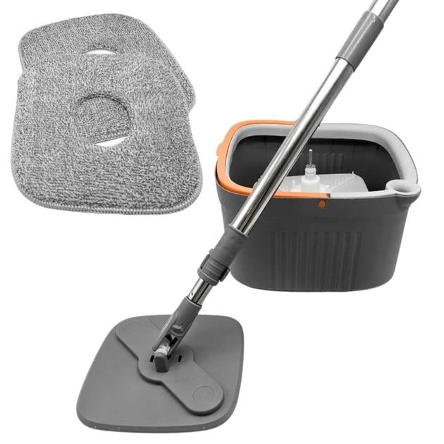 Швабра с ведром центрифугой квадратная на 6 л телескопическая с полосканием и отжимом (3599)