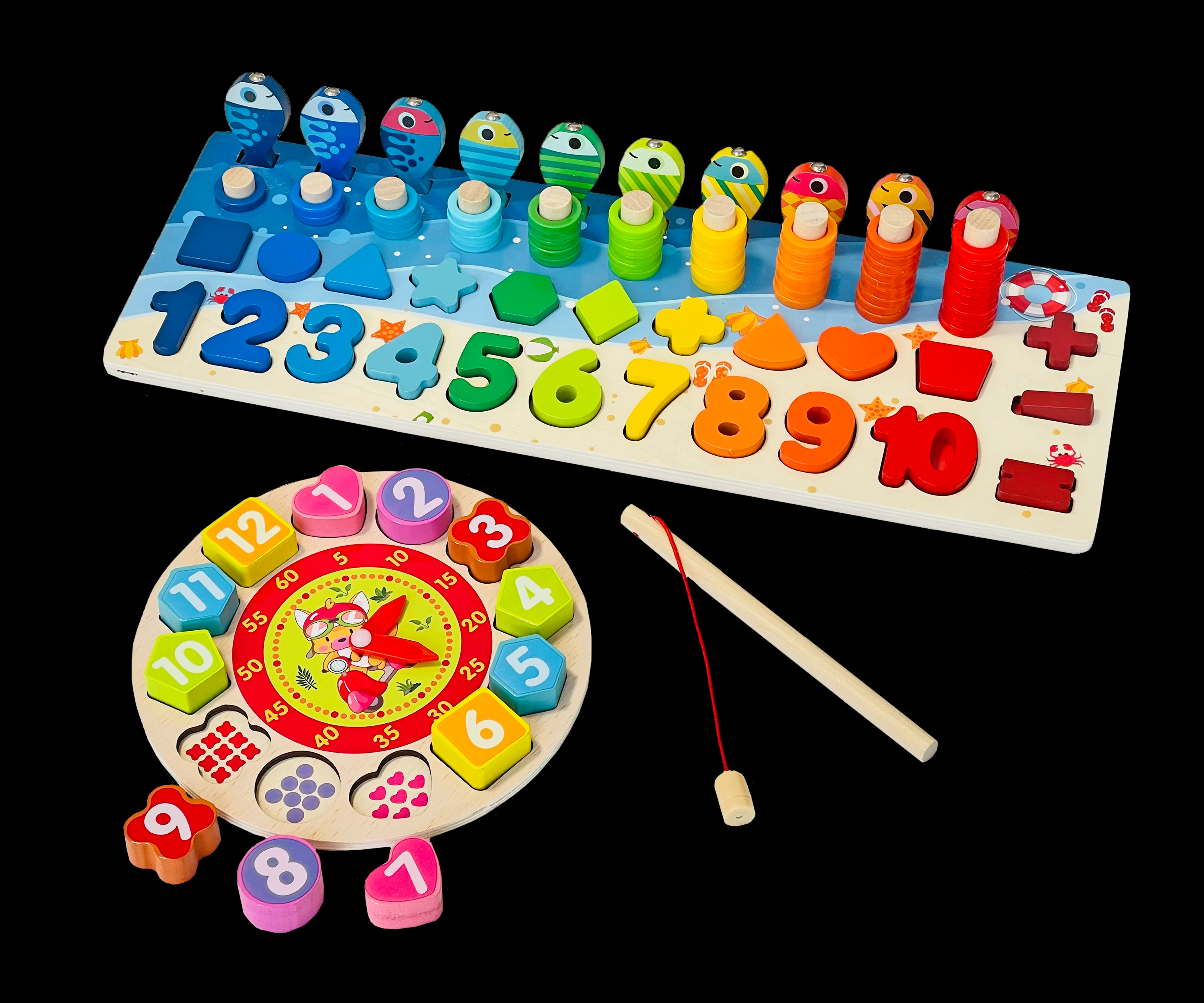 Детская деревянная игрушка геометрика рыбалка Oray часы монтесори развивающая - фото 3 Детская деревянная игрушка геометрика рыбалка Oray часы монтесори развивающая - фото 3