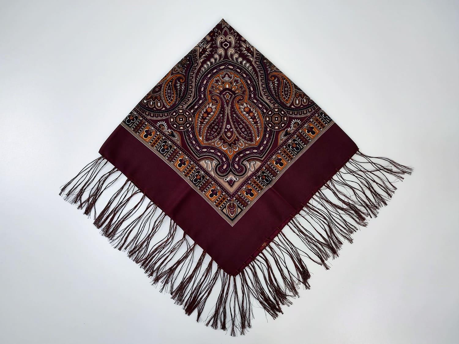 Платок украинский с тороками 80x80 см Темно-бордовый (30156588)