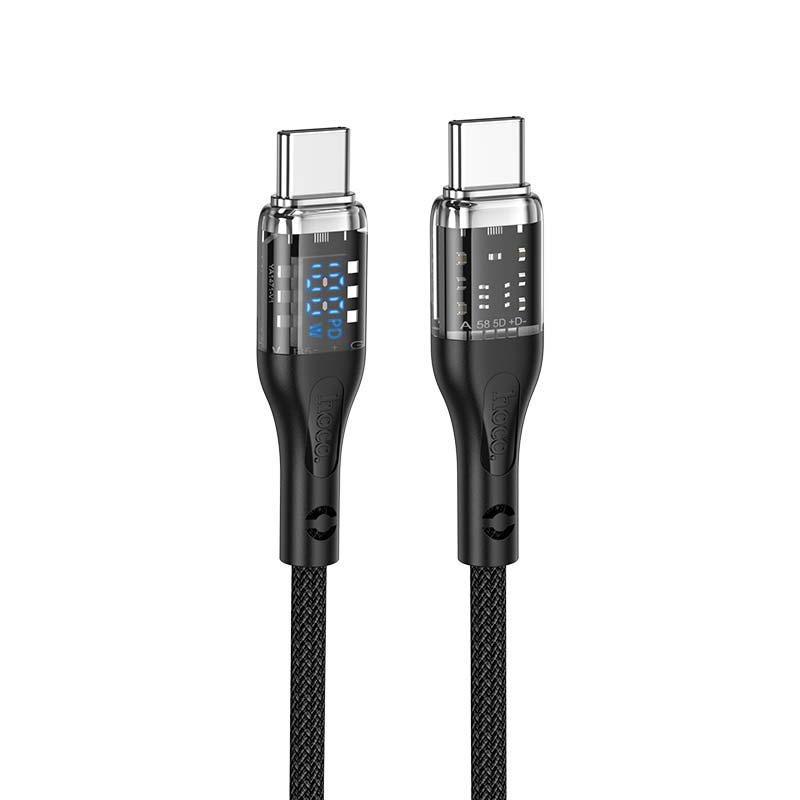 Кабель Hoco Type-C to Type-C Transparent Discovery Edition U115 1,2 m 100W Black