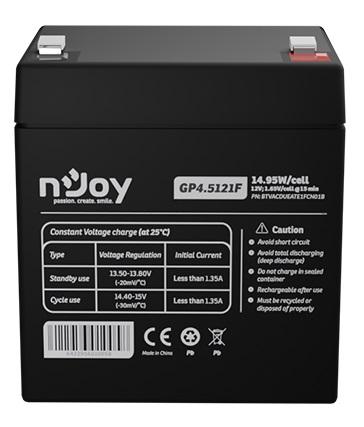 Акумуляторна батарея nJoy AGM 12V 4,5 Ah F1 Black (GP4,5121F)