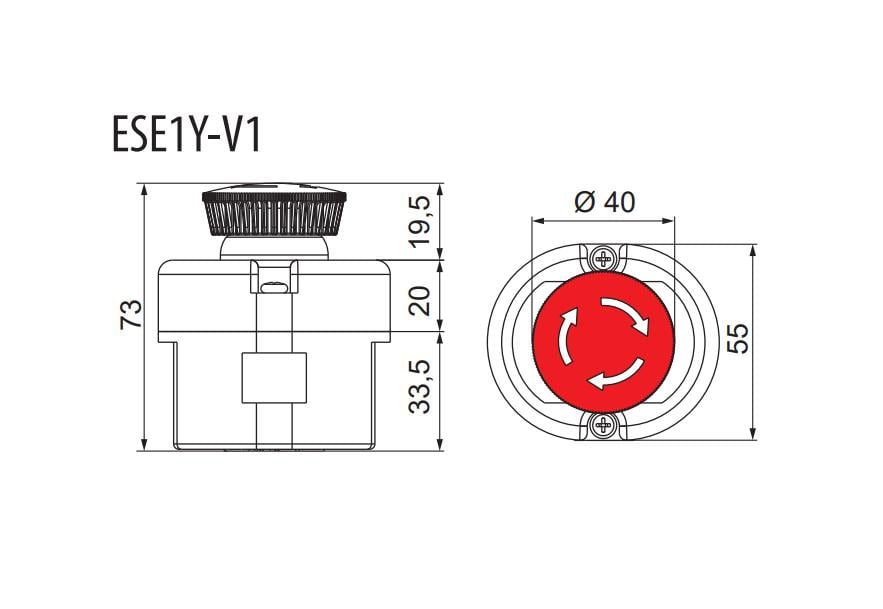 Пост одномісний ETI ESE1Y-V1 Стоп 230V 1NC IP65 грибок (4771447) - фото 2