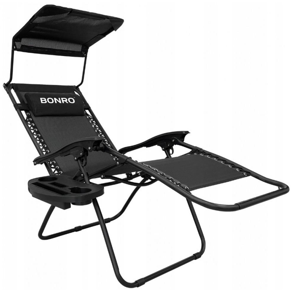 Шезлонг-лежак Bonro SP-167A с козырьком Черный (70000036)