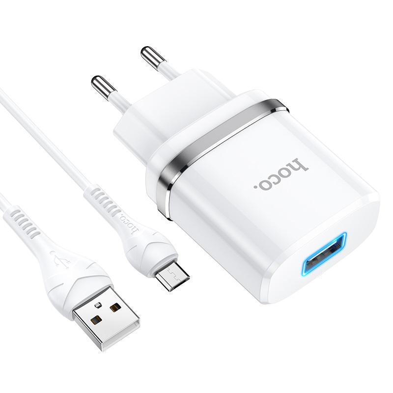 Зарядное устройство Hoco Micro USB cable N1 1 USB 2,4 A White (533181)