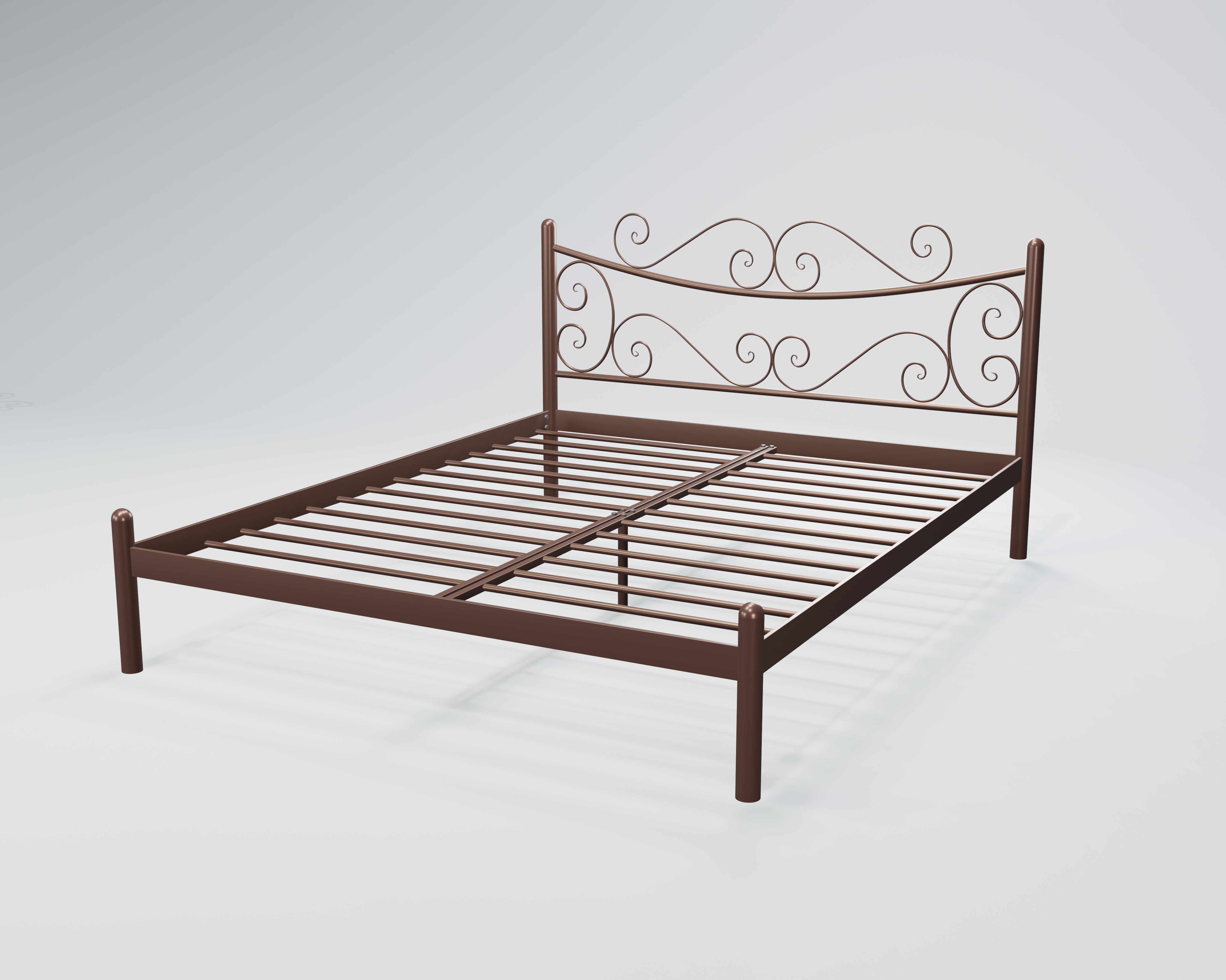 Кровать металлическая Азалия 120x200 см Коричневый
