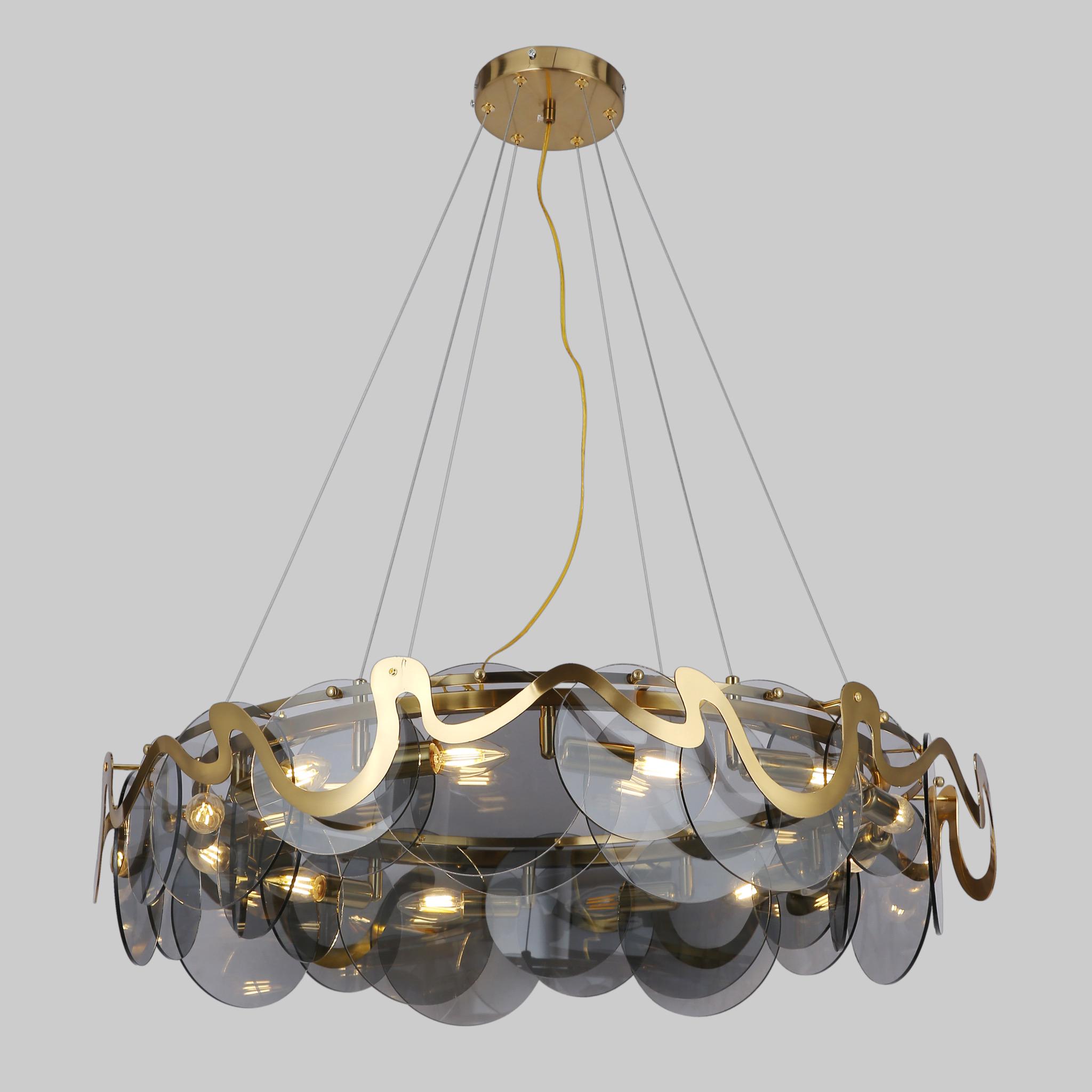 Люстра Meduza 80 см 12 ламп с графитовым стеклом Бронзовый