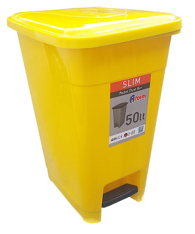 Корзина для мусора с педалью Afacan SLIM пластик 50 л Желтая (SPK-50 105)