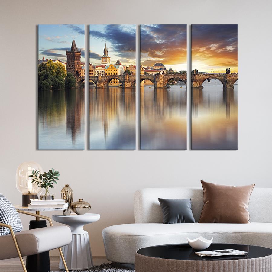 Картина модульная из 4 частей Легендарный мост в Праге L 149x93 см (346-41)