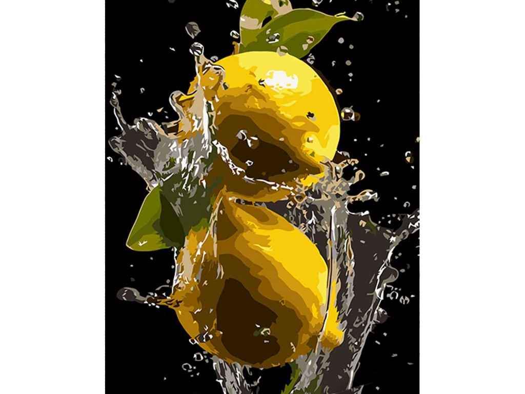 Картина по номерам Strateg Яркие лимоны на черном фоне 40х50 см (AH1008)